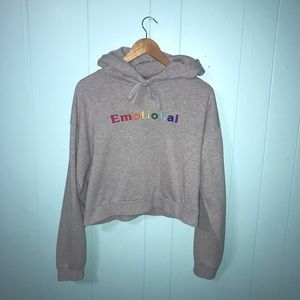 Rainbow “Emotional” cropped hoodie